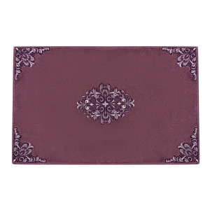 Karaca Home Bianca Mürdüm 2 Parça Dantelli Banyo Paspası (60x100 cm + 50x60 cm) görseli 2