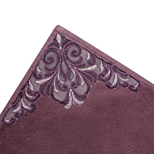 Karaca Home Bianca Mürdüm 2 Parça Dantelli Banyo Paspası (60x100 cm + 50x60 cm) görseli 5