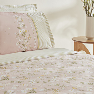 Karaca Home Gipsy %100 Pamuk Çift Kişilik Nevresim Takımı Pudra görseli 6