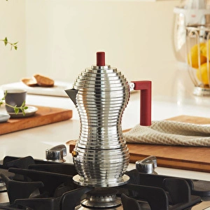 Alessi Pulcina Espresso Makinesi Mokapot 300 ml Kırmızı
