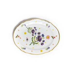 Bitossi Home Fabula Floral Porselen Oval Tabak 34 cm Mor görseli 1