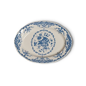 Bitossi Home Rose Blue Floral Oval Tabak 30,5 cm görseli 1