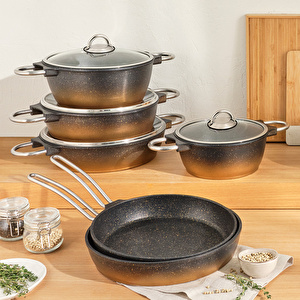Emsan Kuvars Siyah Gold Pilav/Karnıyarık Tenceresi 26 cm 3 lt görseli 2