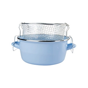 Emsan Pastel Emaye 24 Cm Kızartma Tenceresi Mavi görseli 5