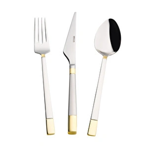 Emsan Elegance Duru Gold 84 Parça 12 Kişilik Lüks Kutulu Çatal Kaşık Bıçak Takımı görseli 9