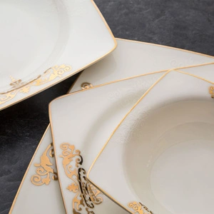 Emsan Fine Bone Topkapı Gold 61 Parça 12 Kişilik Yemek Takımı görseli 4