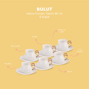 Emsan Bulut 6 Kişilik Kahve Fincanı Takımı 80 ml görseli 9