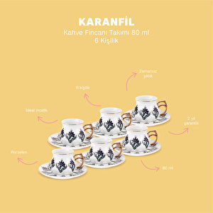 Emsan Karanfil 6 Kişilik Kahve Fincanı Takımı 80 ml görseli 6