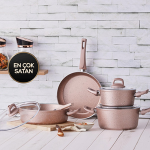Emsan Arven 7 Parça Pink Granit Tencere Seti görseli 1