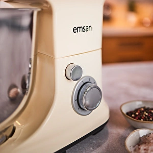 Emsan Bella Gusto Maxi Krem Kıyma Çekme /Sucuk-Sosis/İçli Köfte Aparatlı/Smooth Hazneli Hamur Yoğurma Makinesi 1300W 5L görseli 6