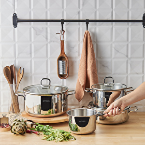 Emsan Cocinero 7 Parça Çelik Tencere Seti görseli 4