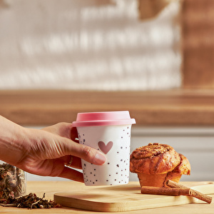 Emsan Amore Silikon Kapaklı Mug 300 ml Pembe görseli 3
