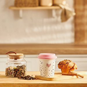 Emsan Amore Silikon Kapaklı Mug 300 ml Pembe görseli 4
