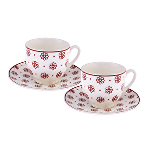 Emsan Tiny Flowers New Bone 2 Kişilik Kahve Fincan Takımı 90 ml Bordo görseli 4