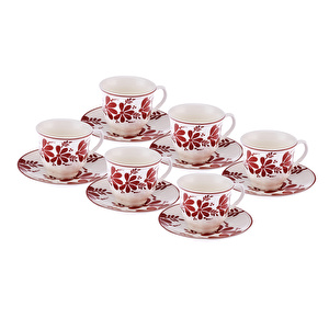 Emsan Kelsey New Bone 6 Kişilik Kahve Fincan Takımı 90 ml Bordo görseli 5