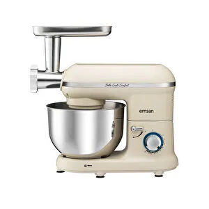 Emsan Bella Gusto Comfort Kıyma Çekme Aparatlı Hamur Yoğurma Makinesi  Krem 1300W 5,5L görseli 14