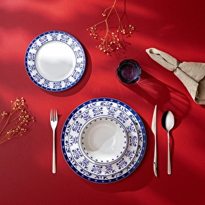 Emsan Zahra Blue 24 Parça Yuvarlak 6 Kişilik Yemek Takımı görseli 2