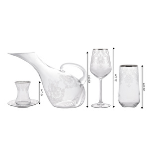 Karaca Fine Pearl Helen Platin 49 Parça İnci  Yemek Takımı Koleksiyonu Bardak Seti görseli 2