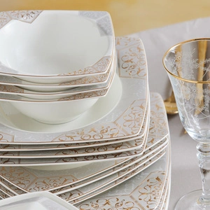 Karaca Rhona Gold Cream 60 Parça 12 Kişilik Yemek Takımı görseli 5