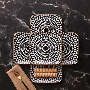 Karaca Black Gold 6lı Kare Cam Pasta Takımı görseli 4
