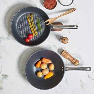Karaca Biodiamond Steel Plus Wok ve Grill Set görseli 1