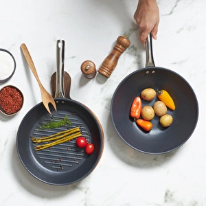 Karaca Biodiamond Steel Plus Wok ve Grill Set görseli 2