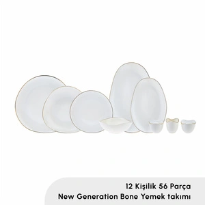 Karaca Red Carpet Collection Streamline Middle New Bone 56 Parça 12 Kişilik Yemek Takımı Gold görseli 7