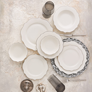 Karaca Almond Platin Line Porselen 24 Parça 6 Kişilik Yemek Takımı görseli 4