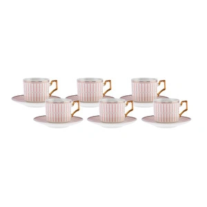  Karaca Jolly Pink Thin Line  6 Kişilik Kahve Fincan Takımı 100 ml görseli 3