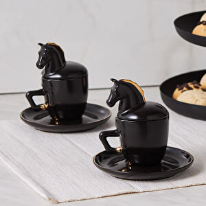 Karaca Black Horse 2 Kişilik Kahve Fincan Takımı 90 ml görseli 1