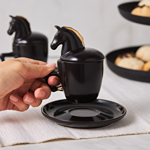 Karaca Black Horse 2 Kişilik Kahve Fincan Takımı 90 ml görseli 3