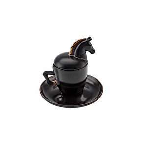 Karaca Black Horse 2 Kişilik Kahve Fincan Takımı 90 ml görseli 5