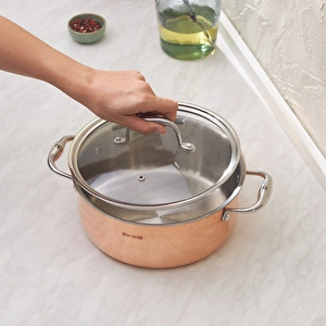 Karaca Powersteel 3Ply 316+ İndüksiyon Tabanlı Çelik Tencere 24 Cm Copper görseli 4