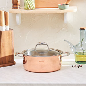 Karaca Powersteel 3Ply 316+ İndüksiyon Tabanlı Çelik Tencere 24 Cm Copper görseli 1