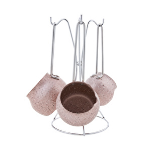 KARACA BİOGRANİT STEEL PLUS CEZVE TAKIMI ROSE görseli 2