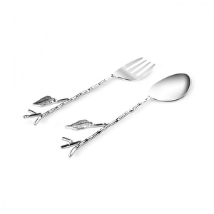 Karaca Home Leaf Servis Gümüş Altın Kaşık ve Çatal Seti görseli 3