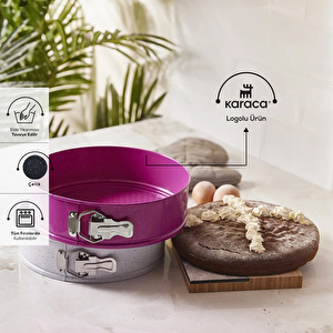 Karaca Süper 2'li Kek Kalıbı Seti Gri Fuşya 28/24 cm görseli 3