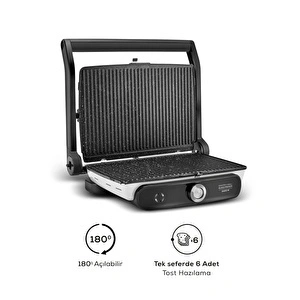Karaca Gastro Grill Glass Premium 2400W Tost ve Izgara Makinesi Beyaz görseli 11