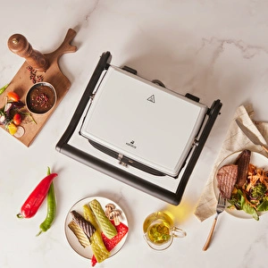 Karaca Gastro Grill Glass Premium 2400W Tost ve Izgara Makinesi Beyaz görseli 9