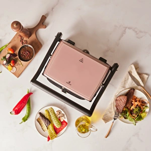 Karaca Gastro Grill Glass Premium 2400W Döküm Tost ve Izgara Makinesi Rosegold görseli 4