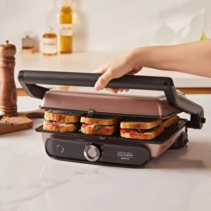 Karaca Gastro Grill Glass Premium 2400W Döküm Tost ve Izgara Makinesi Rosegold görseli 6