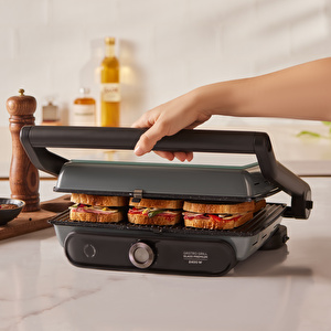Karaca Gastro Grill Glass Premium 2400W Döküm Tost ve Izgara Makinesi Antrasit görseli 3