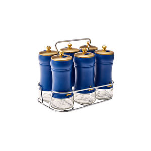 Karaca Blue Berry 7 Parça Kare Cam Baharat Takımı görseli 1