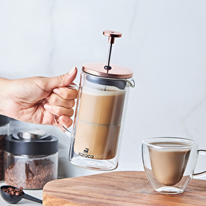 Karaca Pia Çift Cidarlı Borosilikat Cam French Press 350 ml Bronze  görseli 3