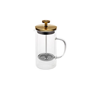 Karaca Pia Çift Cidarlı Borosilikat Cam French Press 350 ml Gold görseli 1