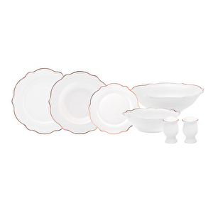 Karaca Daisy Wave Shape Bol Kaseli Porselen  27 Parça 6 Kişilik Yemek Takımı Rose  görseli 9