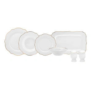 Karaca Daisy Gold Wave Shape Kayıklı 27 Parça 6 Kişilik Porselen Yemek Takımı görseli 13
