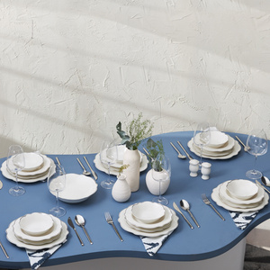Karaca Daisy Wave Shape Kayıklı Porselen 27 Parça 6 Kişilik Yemek Takımı Platinium  görseli 1