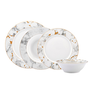 Karaca Forever Bone Marble 24 Parça 6 Kişilik Yemek Takımı görseli 2