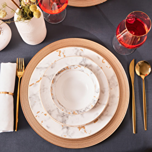 Karaca Forever Bone Marble 24 Parça 6 Kişilik Yemek Takımı görseli 1